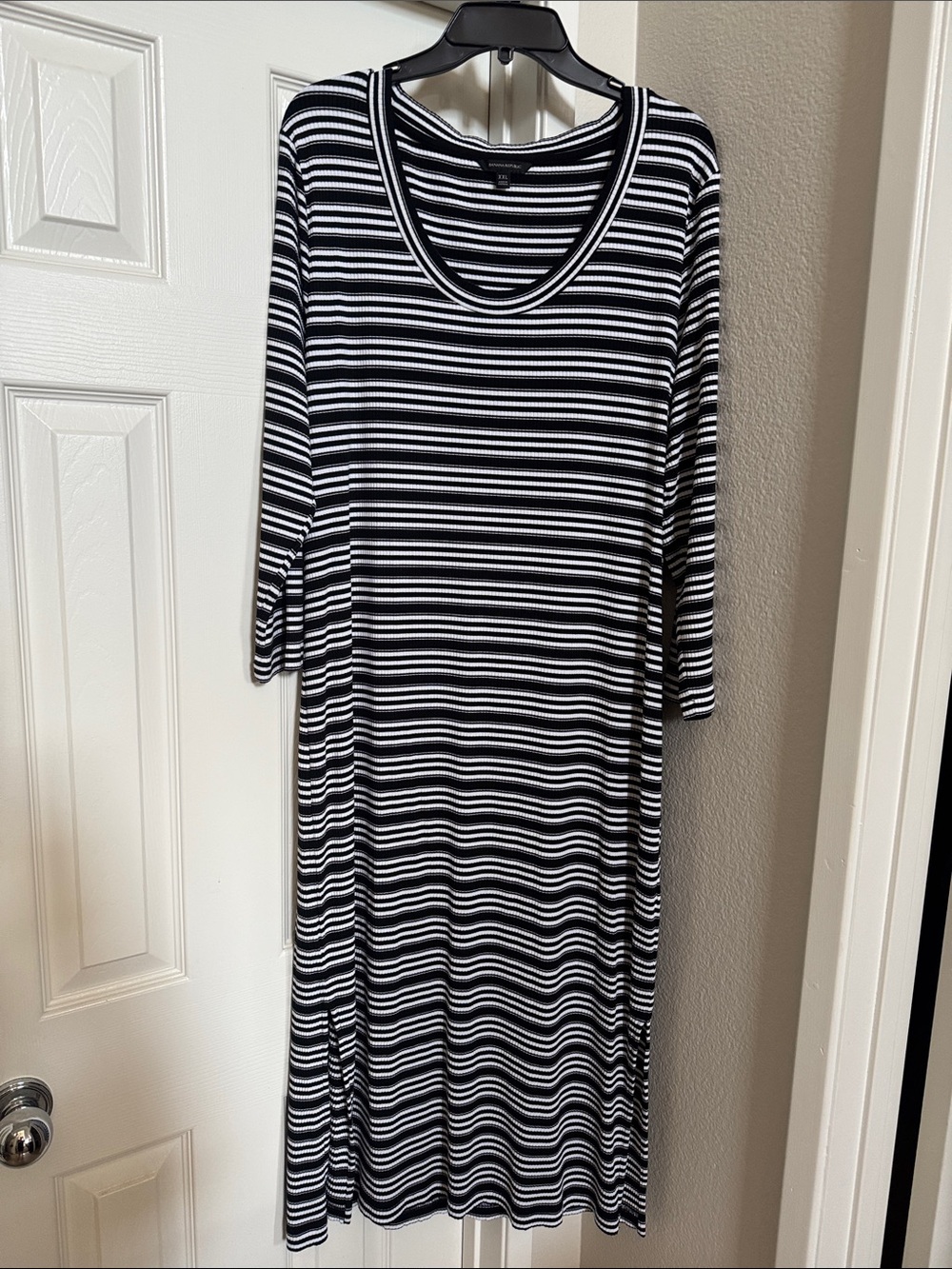 Banana Republic Black and White Striped Midi Dress